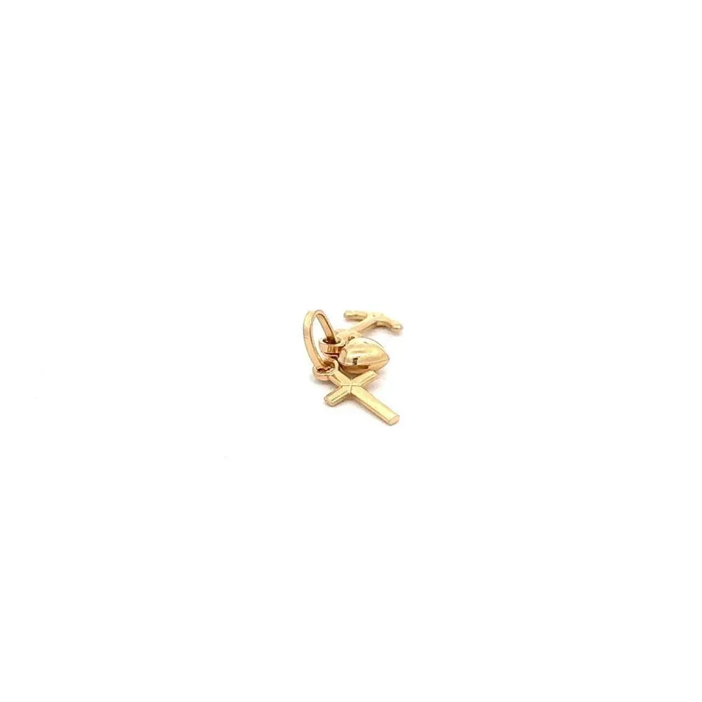 18K Gold Pendant Charm Heart Anchor Cross Small - Picture 7 of 10